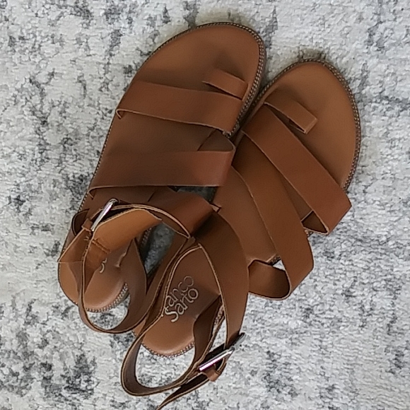 FRANCO SARTO | strappy buckle sandals | faux leather | brown | 8.5 - Picture 2 of 8